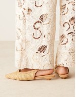 slingback low heeled shoes in natural raffia