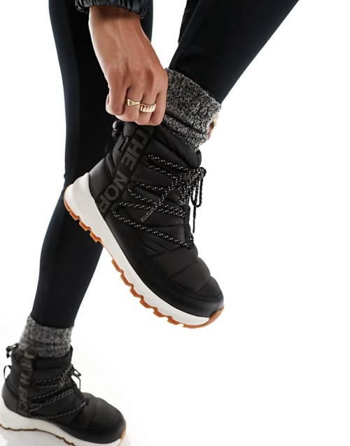 Thermoball insulated lace up boots in black and white