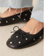 Lynette high vamp studded ballets in black